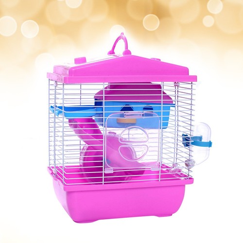 Double tier pink hamster cage - tier,