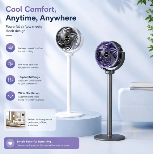 Silent standing fan for - standing,