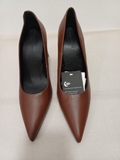M&S AUTOGRAPH Leather Statement Pointed Toe Court Shoes UK SIZE 7 DARK BROWN