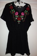 Ladies Swimming Black Floral Print Kaftan swim top size 8 - 10 TU at Sainsburys