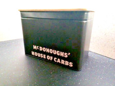 Vintage Bread Bin Metal Box with Marble Top Large Size Black Color