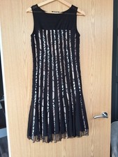 Sandra Darren Black Sleeveless Dress With Patterned Lining Size 8