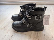 Marks and Spencer Girls Boots Black Synthetic Ankle Boots Size UK 4 -Brand New