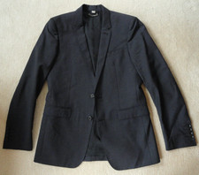 BURBERRY MEN's JACKET GREY WOOL BLAZER Size UK 36 R CHARCOAL PINSTRIPE ITALY