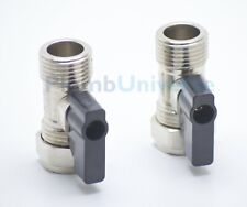 Flat Surfaced Isolating Valves With Lever Handle Thumb Turn 15mm x 1/2" BSP PAIR