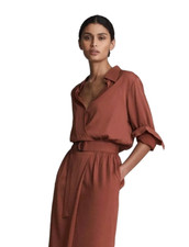 REISS Emilie Dress Rust Midi