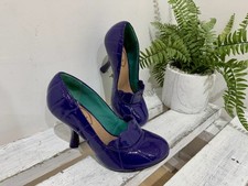 FEUD Bright Purple Retro Pin Up Rockabilly Heeled Patent Leather Shoes UK 5 38