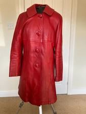 VIntage red leather coat beautiful condition, leather buttons, fully lined