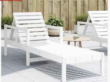 4 White Wood Sun Loungers