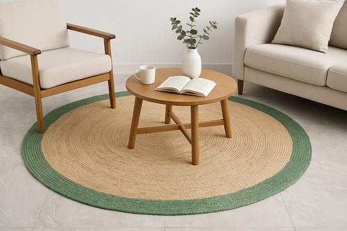 Rug round jute carpet braided - jute,