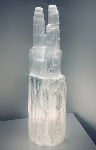 Twin tower large selenite lamp - twin,