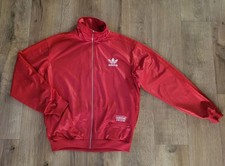Adidas Originals Vintage Chile 62 Track Top Wet Look Jacket Red - Size UK XL