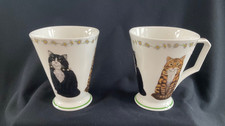 Vintage MARKS & SPENCER CAT MUGS Tabby and Black White VGC  Bone China  VGC