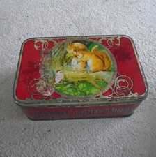 Squirrel Confections Tin Box Vintage Metal Red Free UK P+P