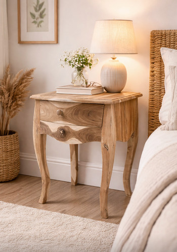 Wooden bedside table one - table,