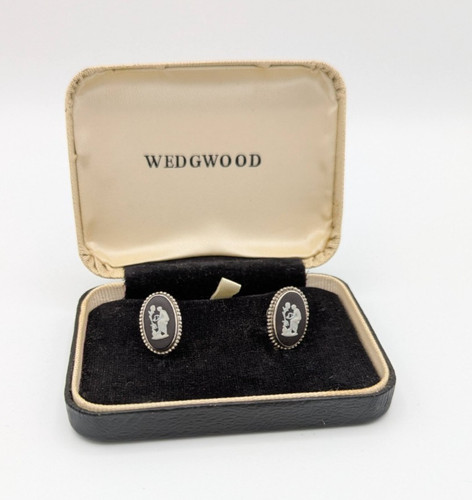 Wedgwood black cameo earrings - wedgwood,