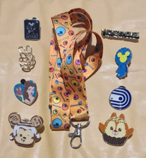 Orange Lanyard & 8 Disney pins