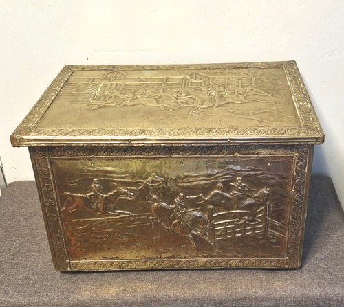 Vintage embossed brass - embossed, wood
