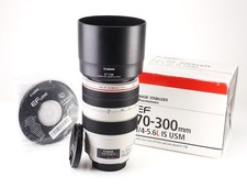 Canon EF 70-300mm F4-5.6 L IS Image Stabilizer USM Lens F&R Caps & Hood Boxed