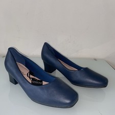Navy Wide Fit Comfort Plus Block Heel Court Shoes UK 7 New