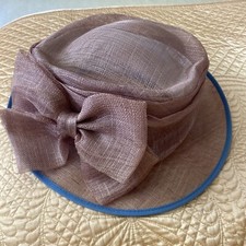 Hatmosphere Collection Dusky Pink/ Duck Egg Blue Trim Bow Detail Hat