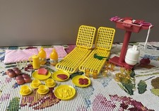 1980s Barbie BBQ Set With Sun Loungers,picnic set and Food