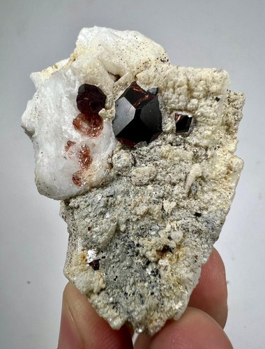 Red garnet with albite - with,