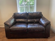 URGENT SALE 2-Seater Chocolate  Brown Leather Sofa MOVING HOUSE
