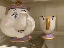 Authentic Disney store mrs Potts teapot with removable lid And Chip Mug