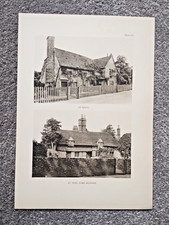 Cottages at Shere and Nine Elms, Milford, Surrey - Antique Print - 1908