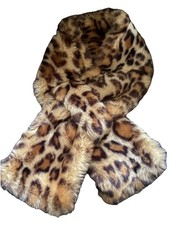 Luxurious faux fur brown animal print tippet scarf one size 