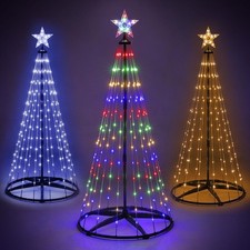 Christmas Cone Tree Decoration Led Lights Star Xmas Home Indoor & Outdoor Tree