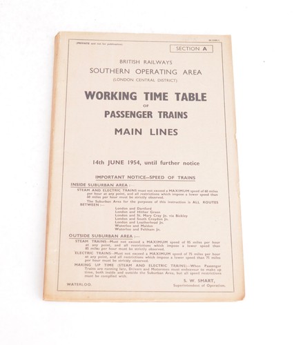 Railway working timetable - working,
