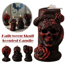 Halloween Skull Pillar Wax Scented Candle Dark Gothic Candle Ornament|