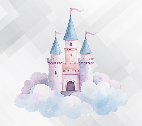 Watercolour fairy tale castle - watercolour,