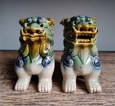 Pair of Chinese Guardian Lions Symbolic Protective Statues Foo Dogs Yin Yang 