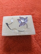 Vintage soapstone trinket or jewelry box, hand-carved originating from India