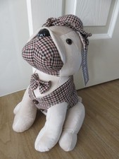 NEW Boxer Dog doorstop beige brown tartan door stop stopper large plush heavy