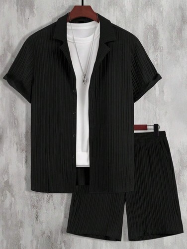 Men black ribbed shirt - men's,