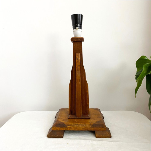 Art deco oak - wooden, lamp