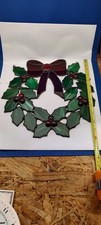 Vintage Victorian Stained Glass Wreath Leaded Handmade