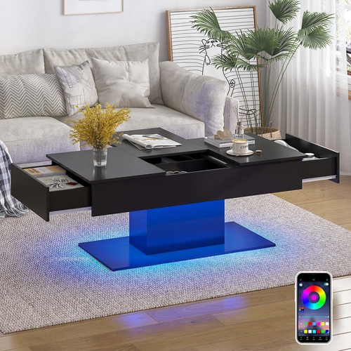 Led coffee table hidden - coffee, w/hidden
