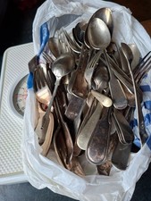 silver plated cutlery - various ages of assorted set of knives forks spoons