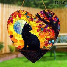 Heart Black Cat Moon Autumn