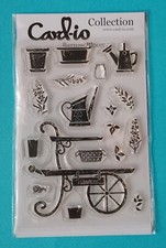 CARD-IO  Collection   BARROW BLOOMS  CCSTBAR-01  STAMP SET flower cart cans pots