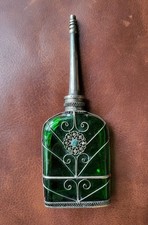 Antique green glass perfume - green,
