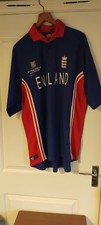 England 2003 World Cup Cricket Shirt Admiral Blue Red Short Sleeve Mens Large XL
