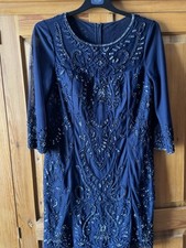 Adrianna Papell  Ladies Occasion-wear / Navy Beaded Dress - Size 18
