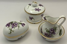 Spode/Hammersley Bone China "Victorian Violets" Trinket Egg, Pitcher Saucer