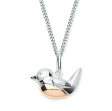Sterling Silver & Rose Gold Robin Pendant / Necklace - Choice of Chain